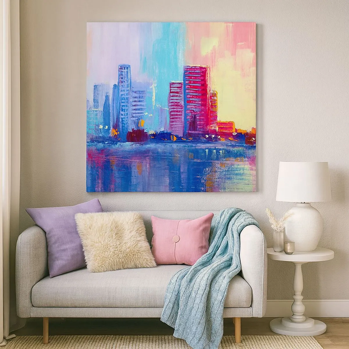 Cuadro sobre lienzo - Impresión de Imagen - Bañado en color - 30x30 cm