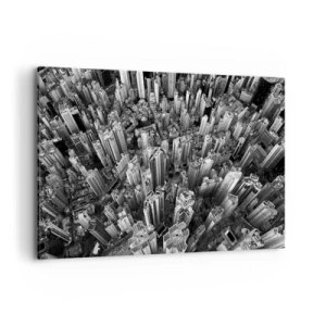 Cuadro sobre lienzo - Impresión de Imagen - Vista aérea de la ciudad en blanco y negro - 120x80cm - Cada vez más alto - Decoración de pared moderna para salón y dormitorio ARTTOR