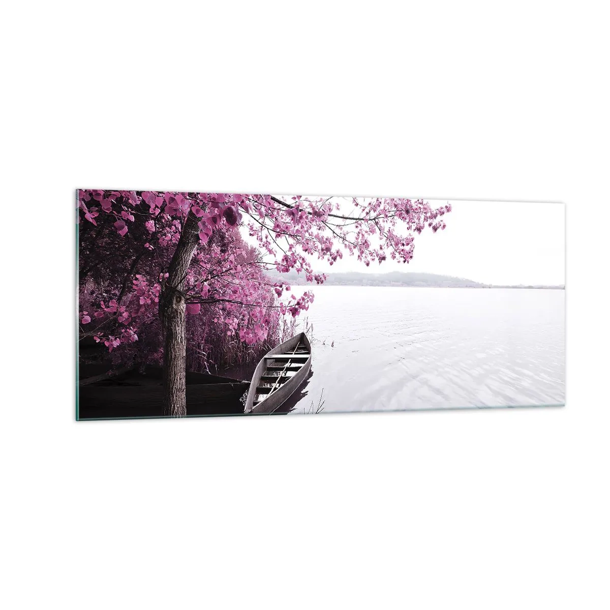 Cuadro sobre vidrio - Impresiones sobre Vidrio - En el silencio rosa - 100x40 cm
