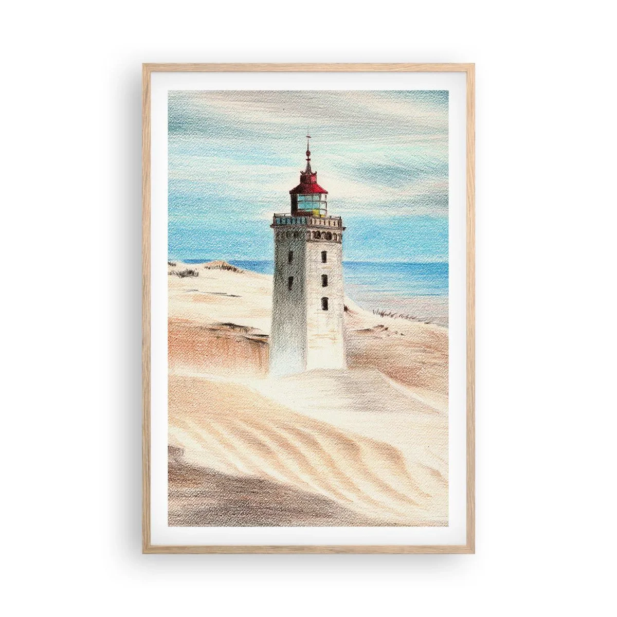 Póster en marco roble claro - Siempre mirando al mar - 61x91 cm