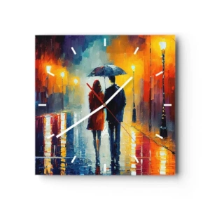 Reloj de pared - Reloj de vidrio - Juntos en una noche llena de color - 40x40 cm