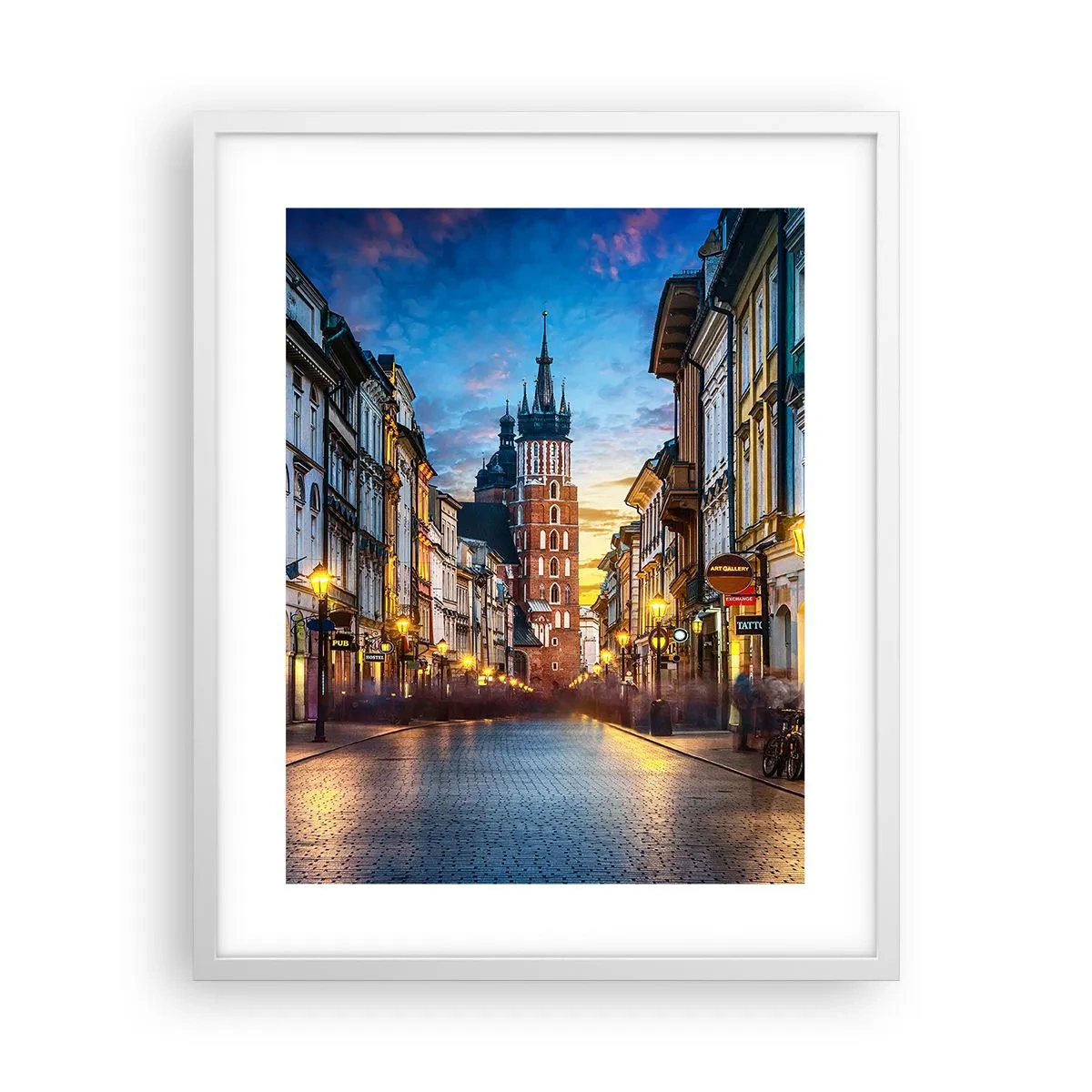 Póster en marco blanco - El encanto de Cracovia - 40x50 cm
