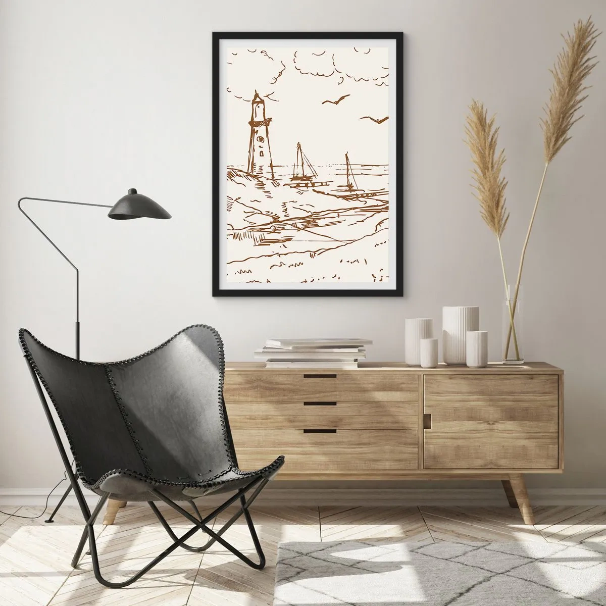Póster en marco negro - Un esbozo de un recuerdo de verano - 61x91 cm