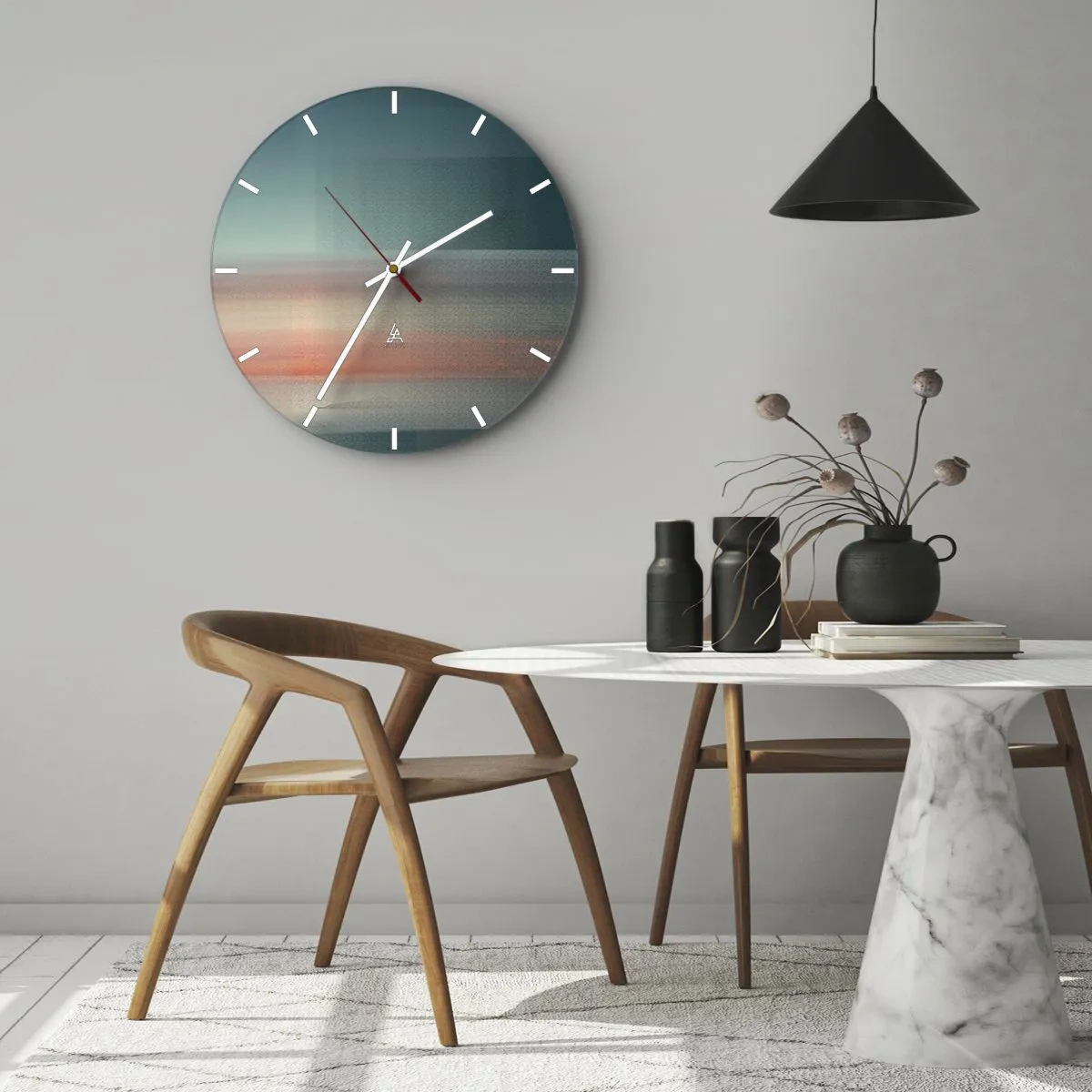 Reloj de pared - Reloj de vidrio - Abstracción: ondas de luz - 40x40 cm