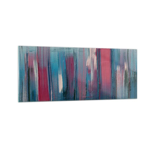 Cuadro sobre vidrio - Impresiones sobre Vidrio - Composición vertical en azul y rojo - 100x40 cm