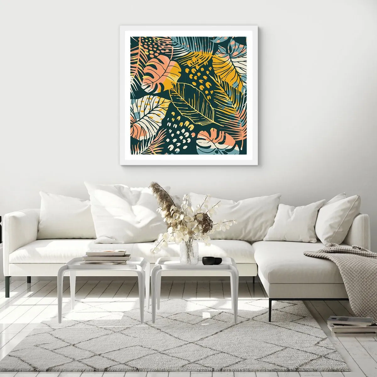 Póster en marco blanco - Una frondosa fantasía - 60x60 cm
