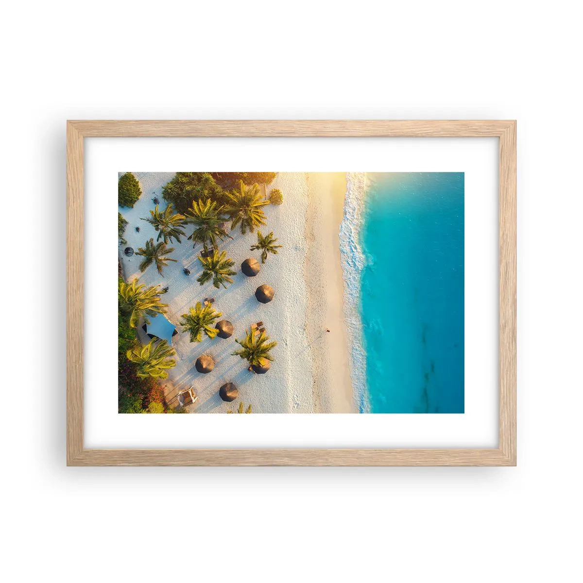 Póster en marco roble claro - Bienvenidos al paraíso - 40x30 cm
