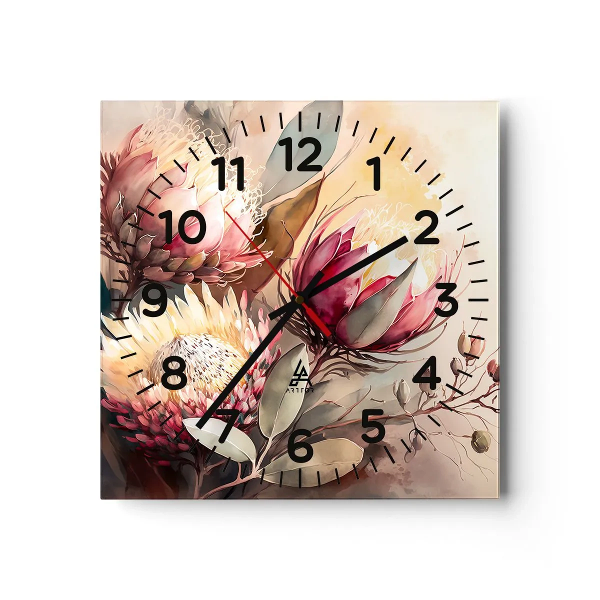 Reloj de pared - Reloj de vidrio - De perfil y de frente - 40x40 cm