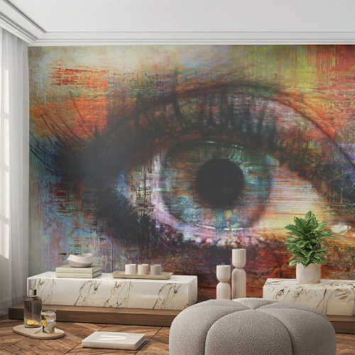 Fotomural Premium Sand - Ojo abstracto en estilo artístico - 100x70cm - Puedes mirar en el alma - Decoración de pared moderna para salón y dormitorio ARTTOR