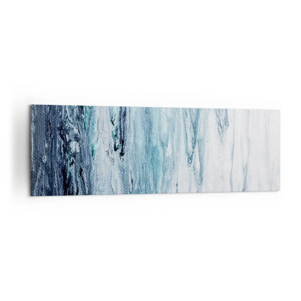Cuadro sobre lienzo - Impresión de Imagen - Rayas abstractas azules y blancas que se asemejan a carámbanos - 160x50cm - Carámbanos de azul - Decoración de pared moderna para salón y dormitorio ARTTOR