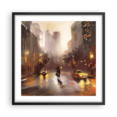 Póster en marco negro - En las luces de Nueva York - 50x50 cm