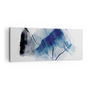 Cuadro sobre lienzo - Impresión de Imagen - Formas abstractas en tonos azules con líneas delicadas. - 120x50cm - Montaña helada - Decoración de pared moderna para salón y dormitorio ARTTOR