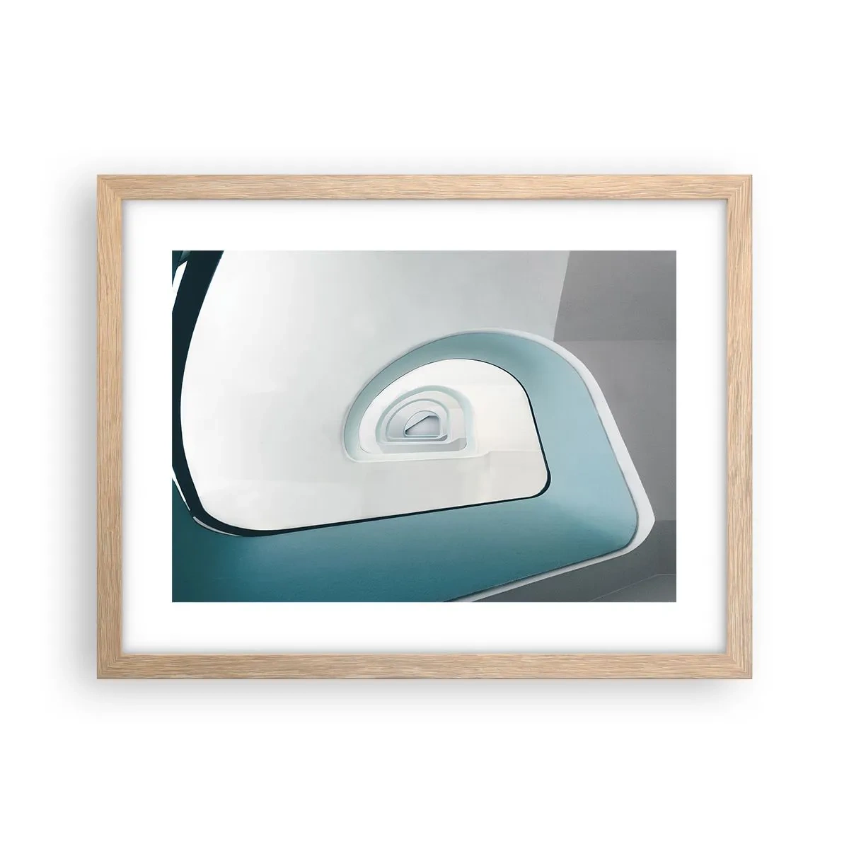 Póster en marco roble claro - Espiral del río azul - 40x30 cm