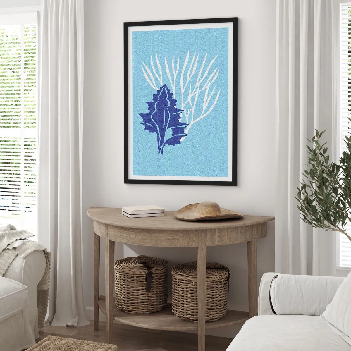 Póster en marco negro - Formas frondosas - 50x70 cm