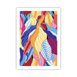 Póster - Hojas coloridas en estilo abstracto. - 50x70cm - Desorden colorido - Decoración de pared moderna para salón y dormitorio ARTTOR