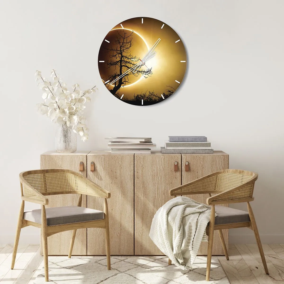Reloj de pared - Reloj de vidrio - Eclipse total - 40x40 cm
