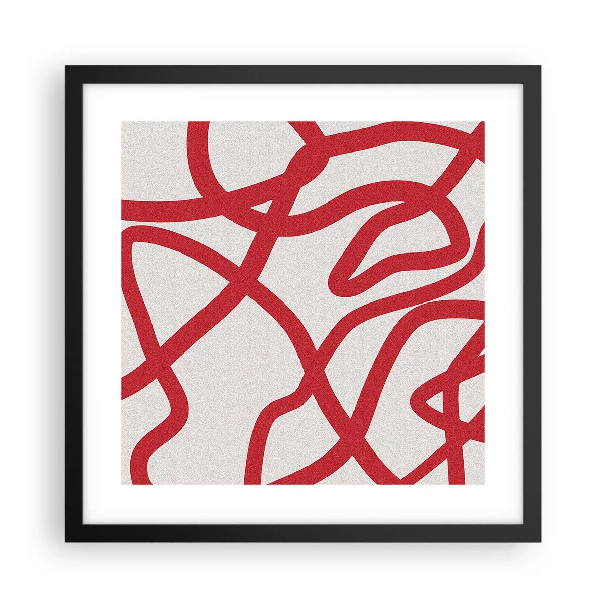 Póster en marco negro - Rojo sobre blanco - 40x40 cm