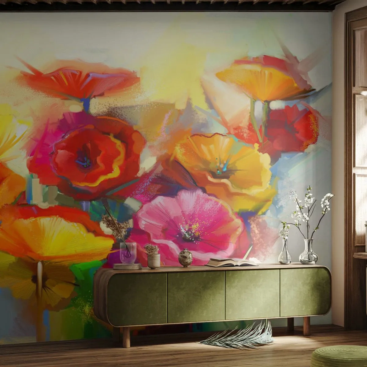 Fotomural Premium Canvas - No solo rojo - flores, amapolas, Jardín - 200x140 cm