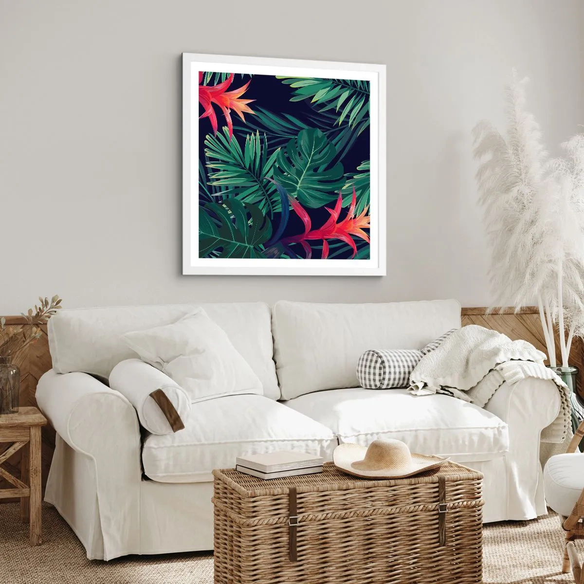 Póster en marco blanco - Encender el color verde - 60x60 cm