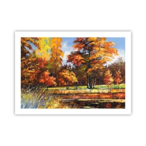 Póster - Paisaje en dorado y marrón - 70x50 cm