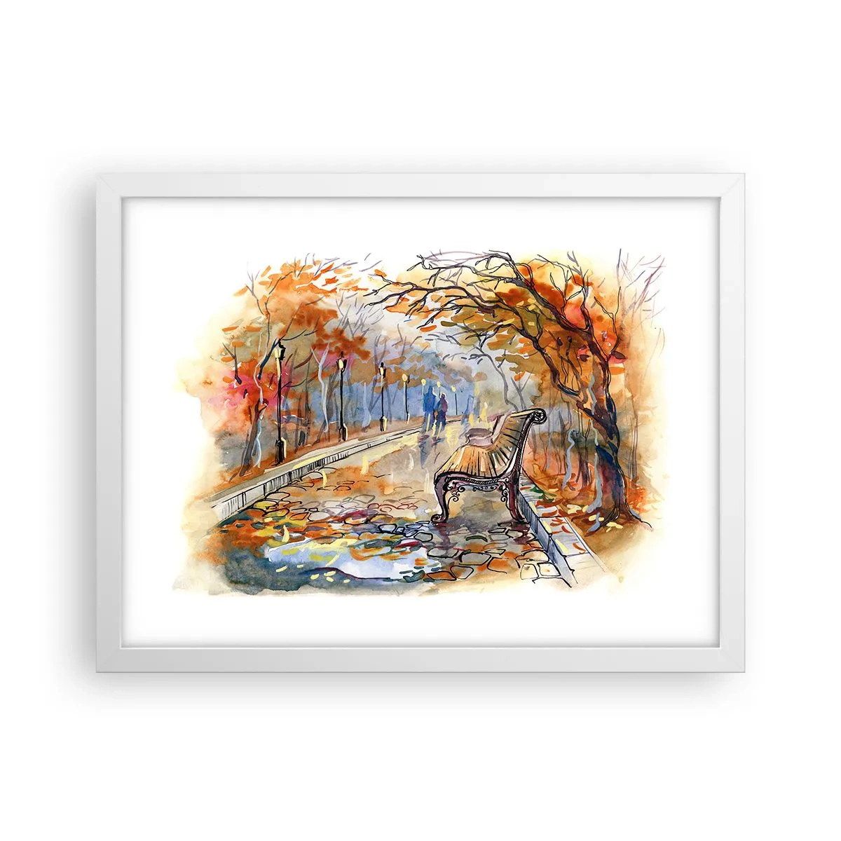 Póster en marco blanco - Caminemos juntos hacia el otoño - 40x30 cm