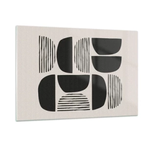 Cuadro sobre vidrio - Impresiones sobre Vidrio - Composición abstracta de formas geométricas con líneas. - 120x80cm - Arreglos a medias - Decoración de pared moderna para salón y dormitorio ARTTOR