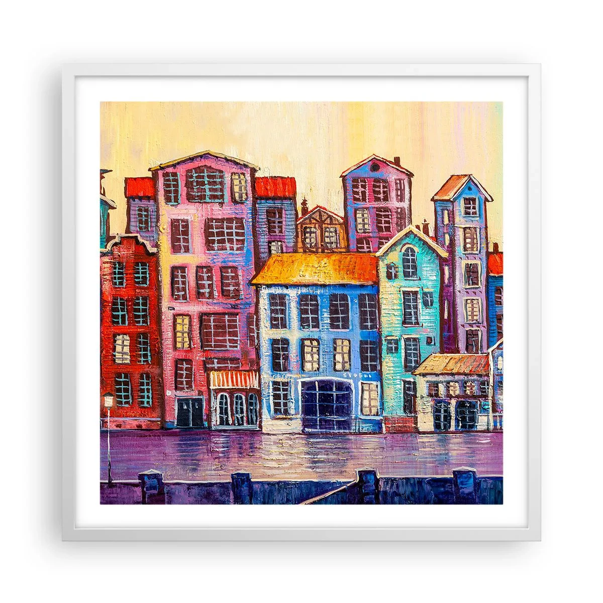 Póster en marco blanco - Una ciudad como un cuento de hadas - 60x60 cm