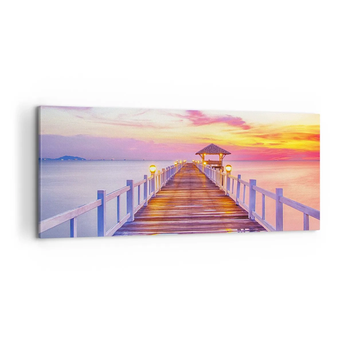 Cuadro sobre lienzo - Impresión de Imagen - El silencio lila-dorado de la tarde - 100x40 cm