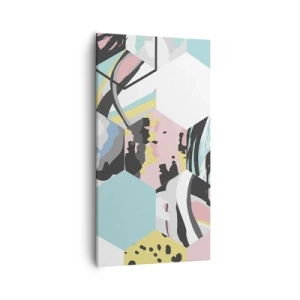 Cuadro sobre lienzo - Impresión de Imagen - Hexágonos y cubos en seis colores - 55x100 cm