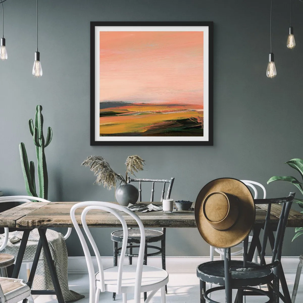 Póster en marco negro - En tono rosa - 60x60 cm