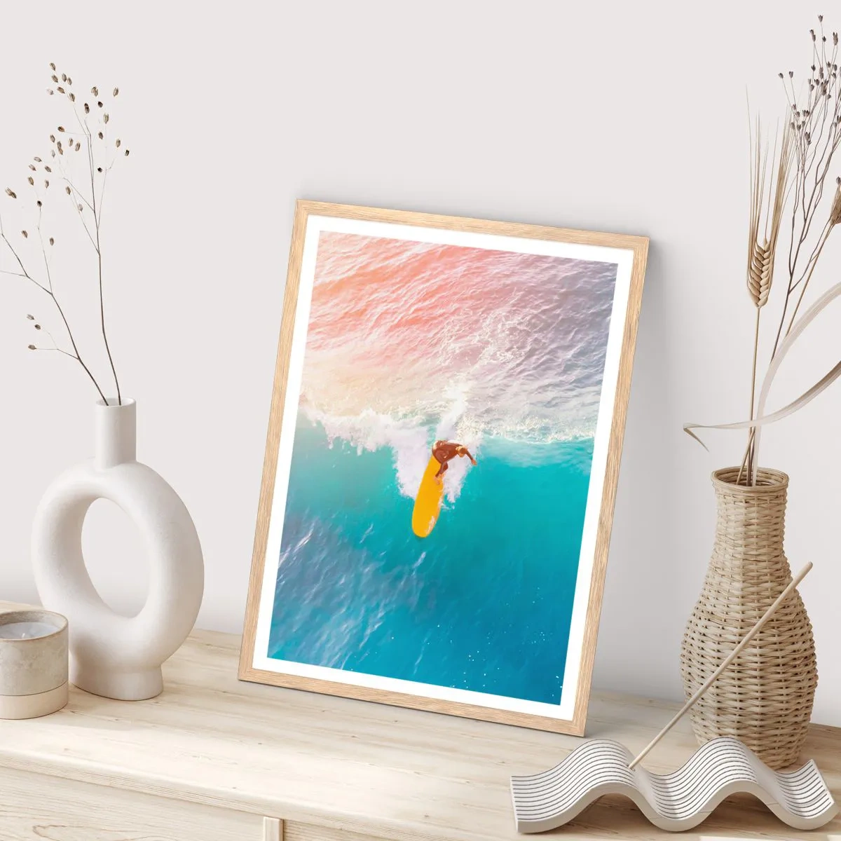 Póster en marco roble claro - Jinete del océano - 40x50 cm