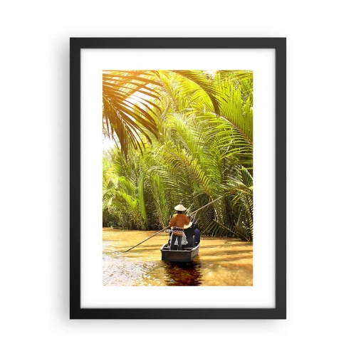 Póster en marco negro - En un túnel de palmeras - 30x40 cm