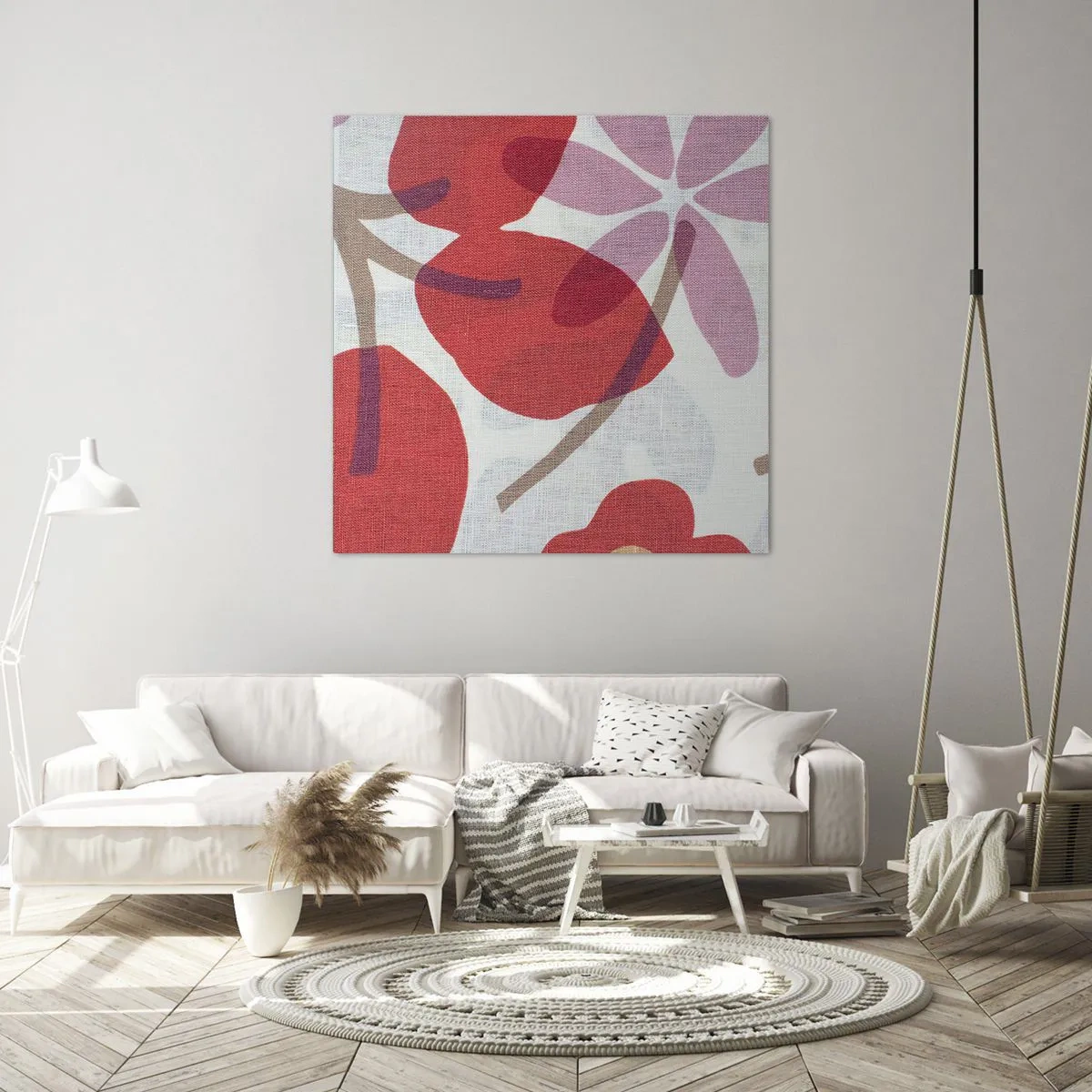 Cuadro sobre lienzo - Impresión de Imagen - Composición floral en rosa - 30x30 cm