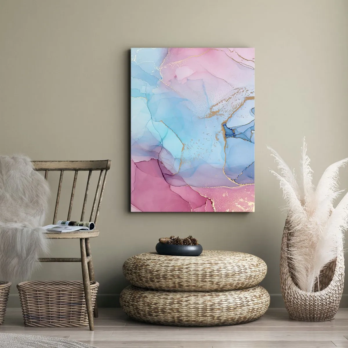 Cuadro sobre lienzo - Impresión de Imagen - Reuniones y encuentros de colores - 55x100 cm