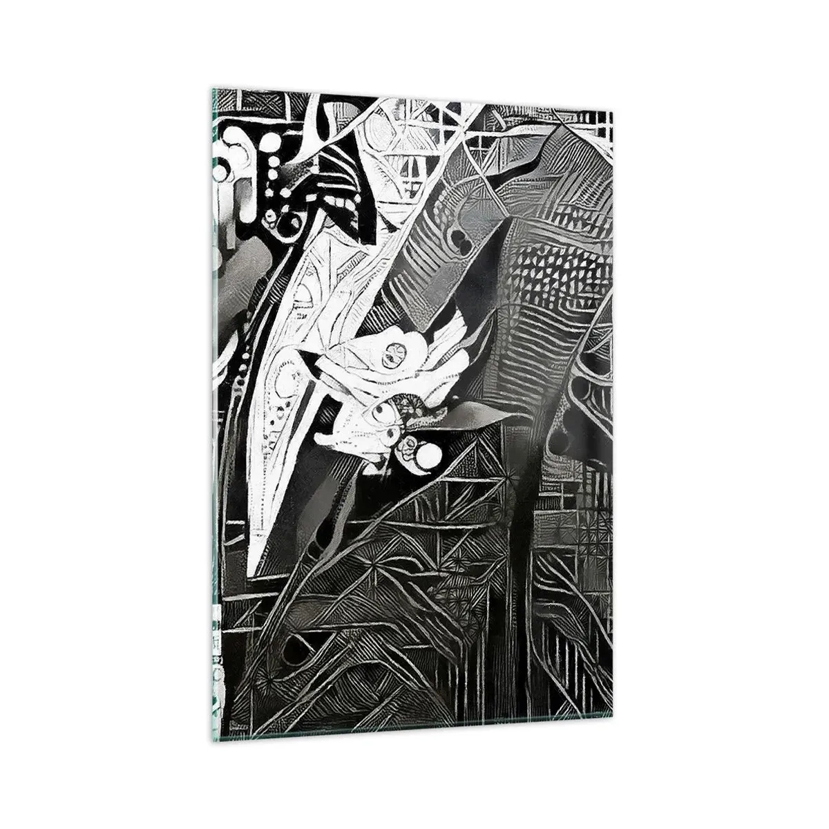 Cuadro sobre vidrio - Impresiones sobre Vidrio - Elegante abstracción de un hombre con traje en blanco y negro. - 80x120cm - Solo un hombre aparentemente gris - Decoración de pared moderna para salón y dormitorio ARTTOR