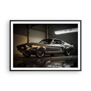 Póster en marco negro - Coche clásico en garaje retro - 100x70cm - Un retorno al pasado - Decoración de pared moderna para salón y dormitorio ARTTOR
