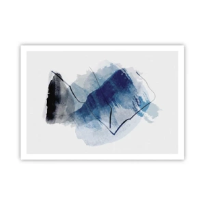 Póster - Formas abstractas en tonos azules con líneas delicadas. - 100x70cm - Montaña helada - Decoración de pared moderna para salón y dormitorio ARTTOR