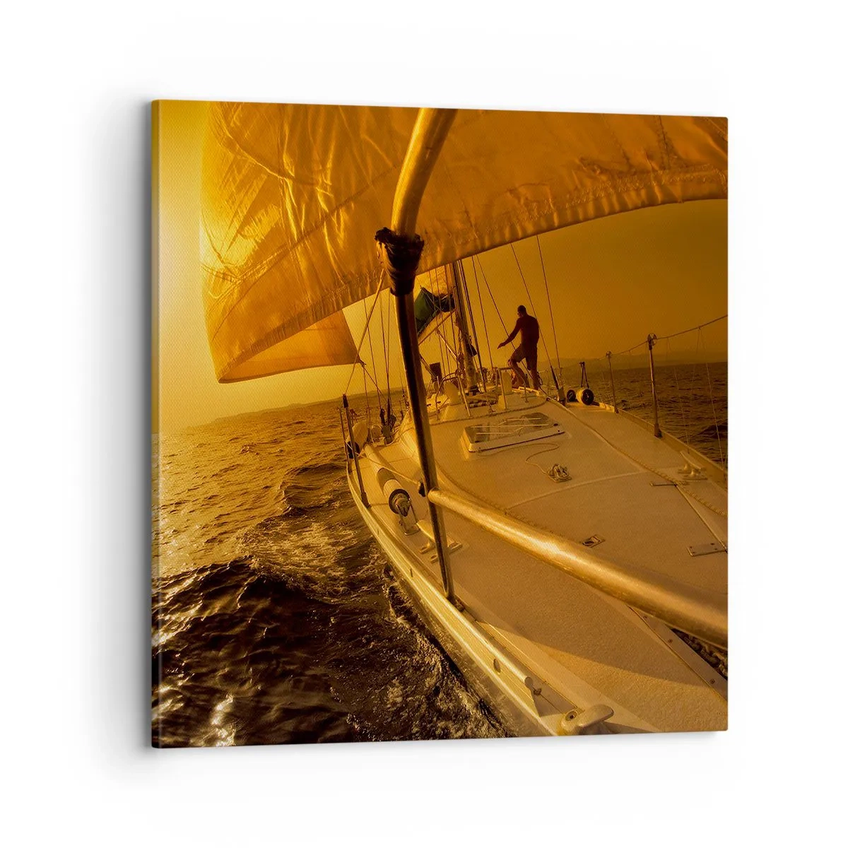 Cuadro sobre lienzo - Impresión de Imagen - Atardecer dorado tras un día multicolor - 70x70 cm