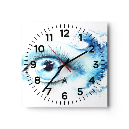 Reloj de pared - Reloj de vidrio - Sumérgete en el azul de tu mirada - 40x40 cm