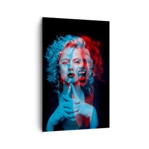 Cuadro sobre lienzo - Impresión de Imagen - Doble retrato de una mujer en rojo y azul - 80x120cm - Alter ego - Decoración de pared moderna para salón y dormitorio ARTTOR