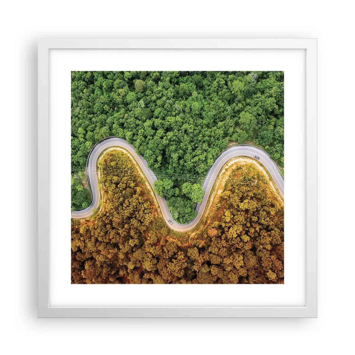 Póster en marco blanco - Frontera serpenteante - 40x40 cm