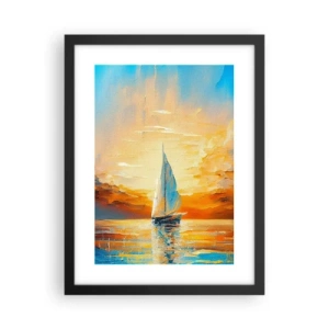 Póster en marco negro - Navegando en oro - 30x40 cm