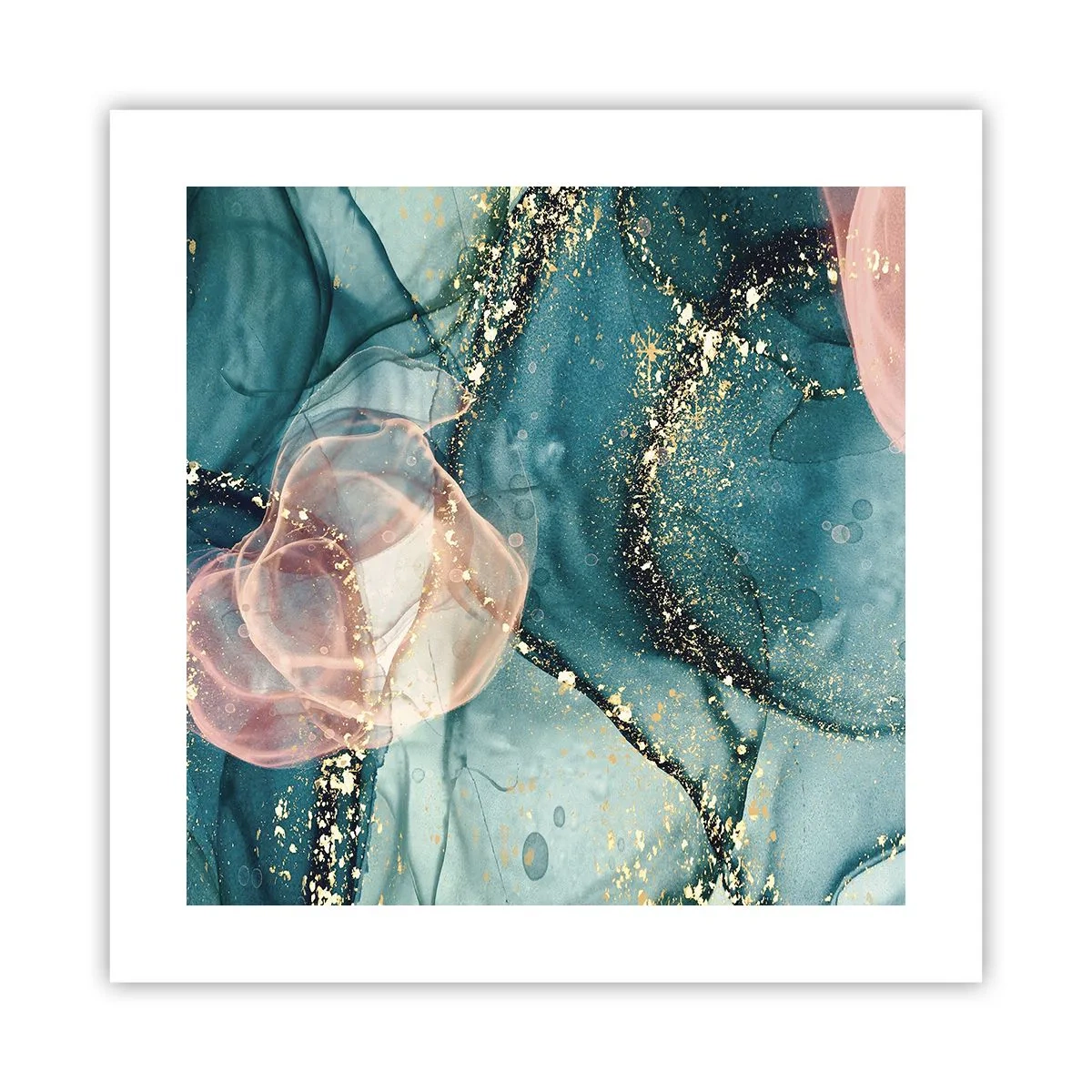 Póster - Seda azul, tul rosa - 40x40 cm