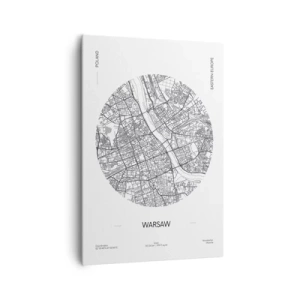 Cuadro sobre lienzo - Impresión de Imagen - Un mapa de Varsovia en estilo minimalista - 70x100cm - Anatomía de Varsovia - Decoración de pared moderna para salón y dormitorio ARTTOR