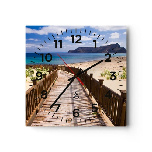 Reloj de pared - Reloj de vidrio - Llévame a la isla de la felicidad - 40x40 cm