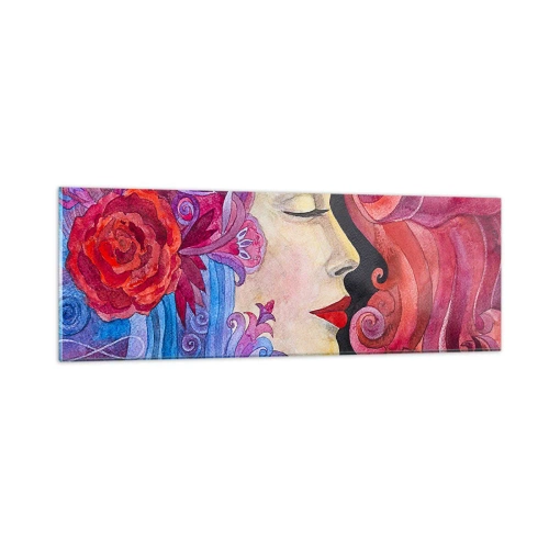 Cuadro sobre vidrio - Impresiones sobre Vidrio - Inspiración en rojo y violeta - 90x30 cm