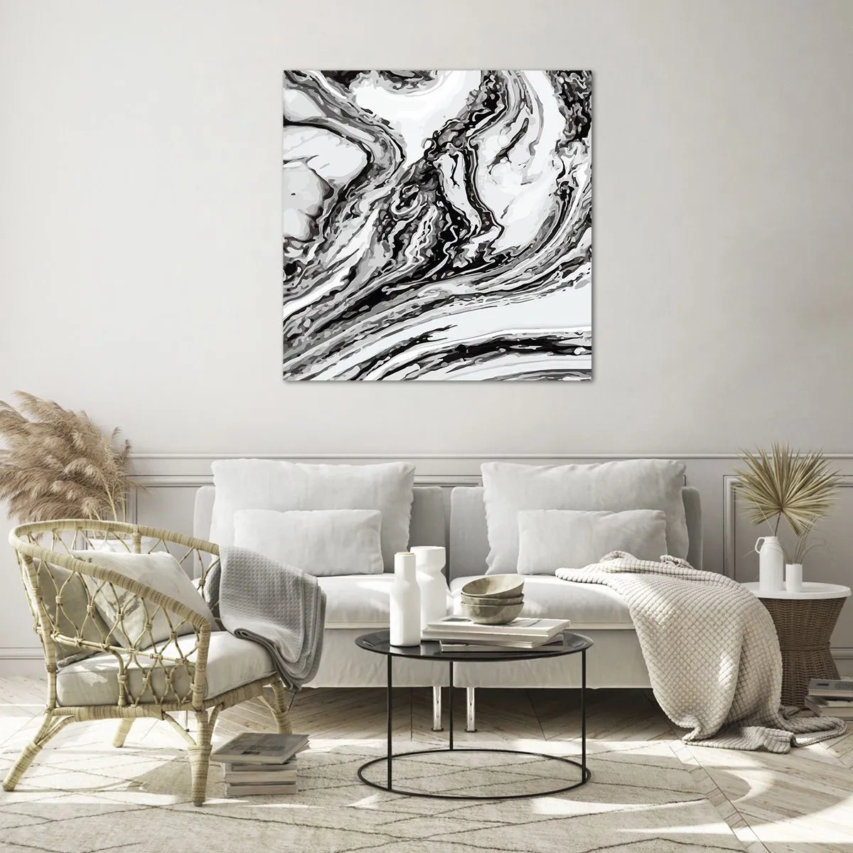 Cuadro sobre vidrio - Impresiones sobre Vidrio - Al principio existía el caos - 70x70 cm