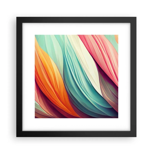 Póster en marco negro - Tejido arco iris - 30x30 cm
