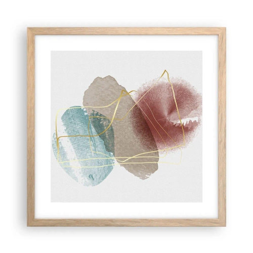 Póster en marco roble claro - Abstracción coral del espacio - 40x40 cm