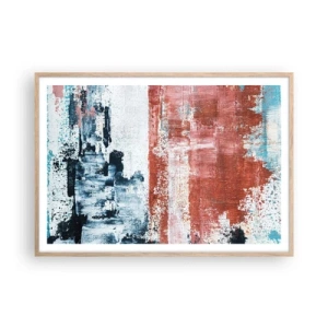Póster en marco roble claro - Mitad abstracción, mitad abstracción - 100x70 cm